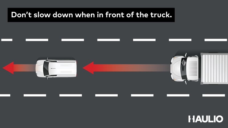 Don't slow down when in front.