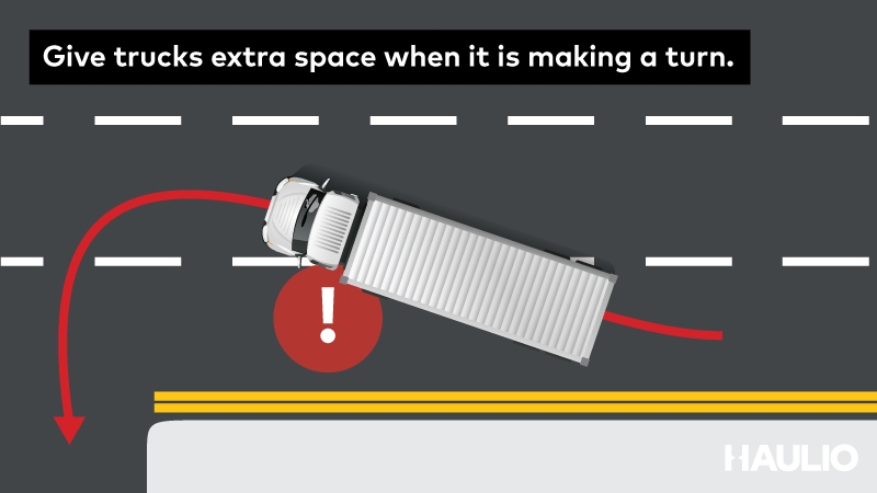 Give trucks extra space when its turning.