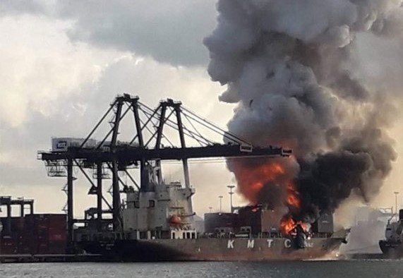 Major fire on KMTC container ship in Thailand